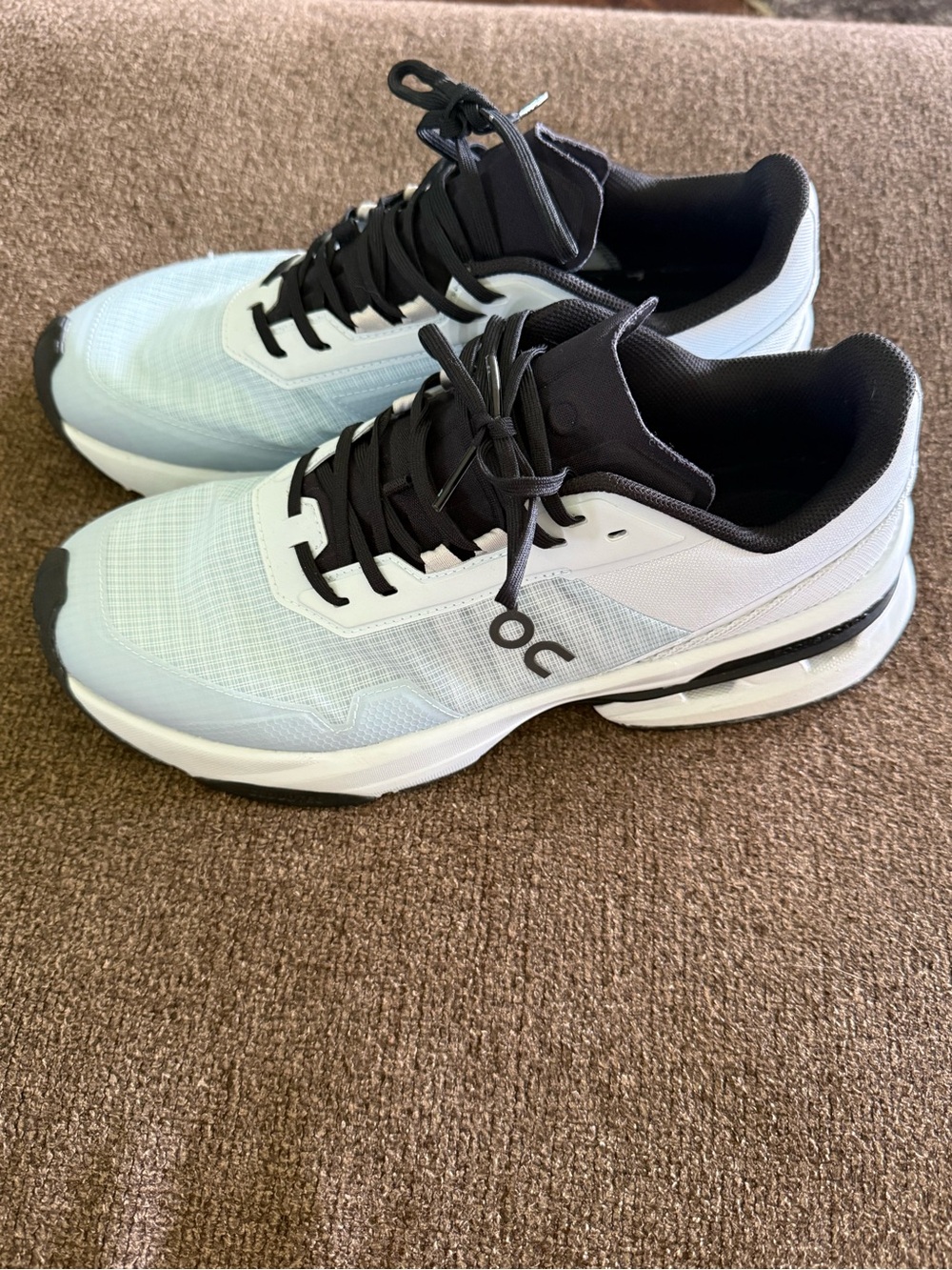 On Running Women's Athletic Shoes - White, Light Blue and Black Size 10